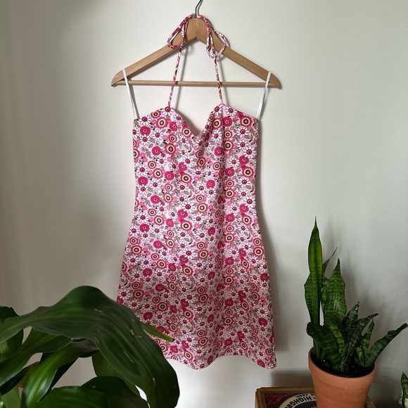PELICAN COVE VINTAGE HALTER FLORAL MINI DRESS - Picture 4 of 7